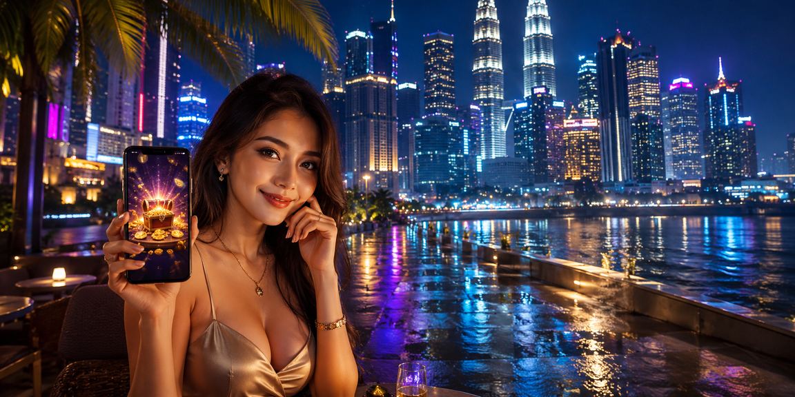 Pengguna mengakses kasino dalam talian 8300 melalui telefon mudah alih di Kuala Lumpur